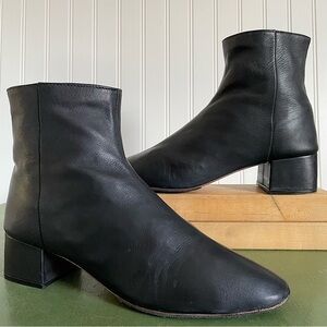 Loeffler Randall Classic Chunky Heel Ankle Boots in Black Glove Leather